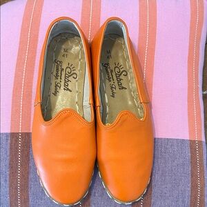 Sabah Orange Leather Slip-On Loafers